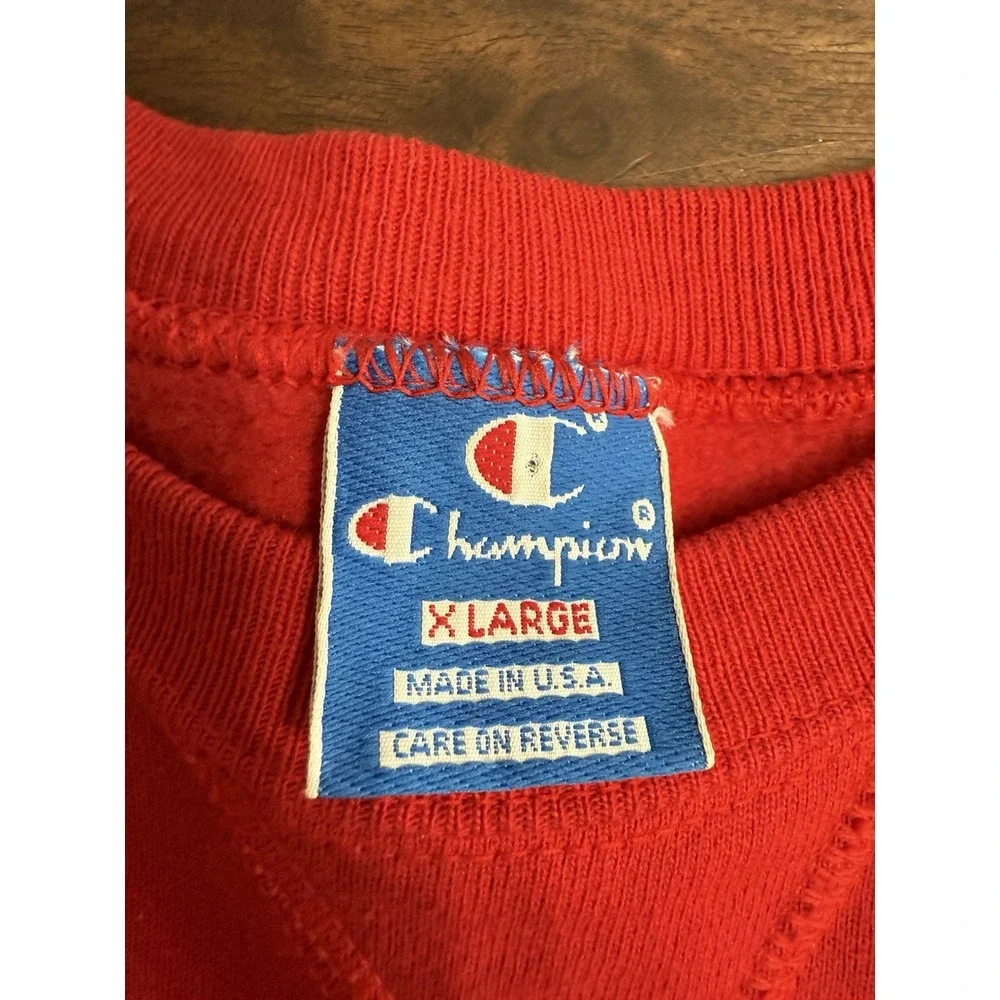 Vintage Chicago Bulls Crew Neck Sweatshirt Red XL Champion Reverse Weave NBA USA